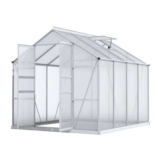 Green Fingers Greenhouse 2.42x2.5x2.26M Aluminium Double Doors Green House Garden Shed