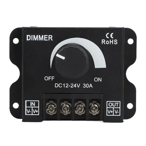 LED Dimmer Single Channel Stepless Dimming Excellent Heat Dissipation LED Light Strip Dimmer DC 12‑24V