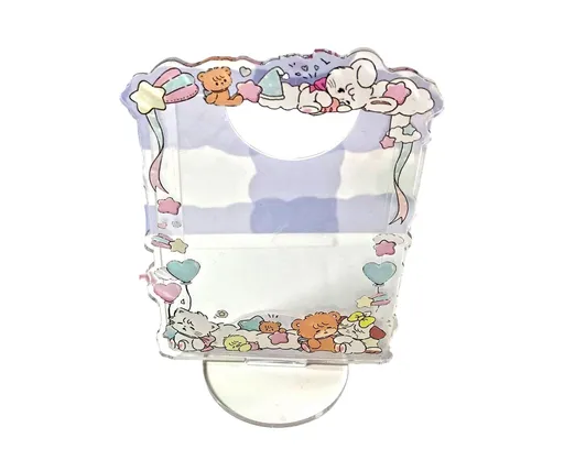 Sign Stand Ornament Irregular Wave Edge Acrylic Flower Pattern Surrounding 3 Inch Album Photocard Stand Household Use