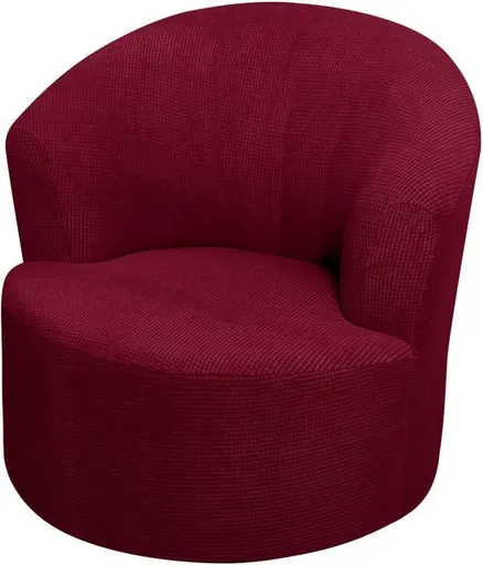 1 Pack Swivel Barrel Chair Slipcover Stretch Washable Soft Furniture Protector for Round Club Accent Chairs Living Room Red