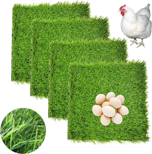 4 Pack Chicken Nesting Pads-12×12in,Washable Thicken Grass Nesting Box Liners Reusable Laying Eggs Turf Mats for Chickens Coop Pet Outdoor Indoor