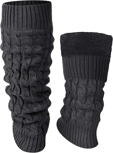 Women's Leg Warmers Warm Dark Grey 2 Pairs