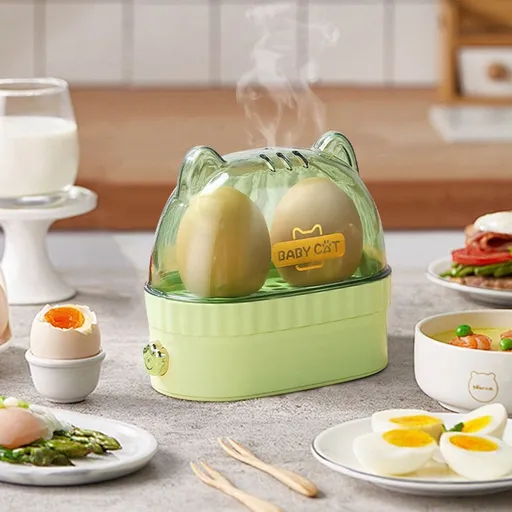 Egg Cooker Automatic Power Off Steamer Portable Breakfast Machine for Home Dormitory Travel Steams 2 Eggs with Different Textures