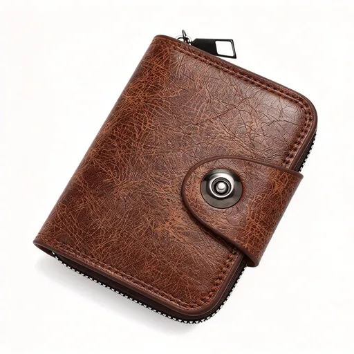 Minimalist Retro Men Card & Coin Organizer, Single Magnetic Buckle Accordion‑Slot Business Card Case, Halloween Office Daily Supply, K94‑53 Light Coffee