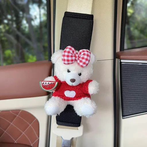 Plush Shoulder Pad Safety Belt Protector Xueyi White bear (watermelon red sweater) and black shoulder pads No specifications