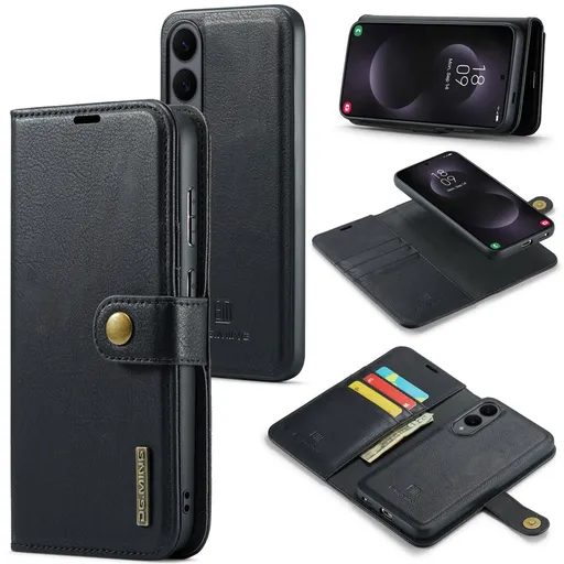Wallet Case 2-in-1 Magnetic Removable Shell for Samsung Galaxy S25 Edge Black
