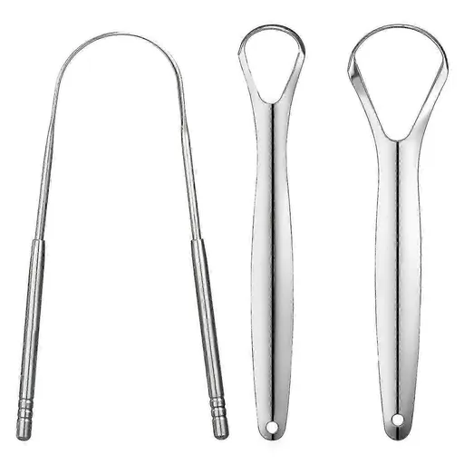 3 Pack Stainless Steel Tongue Scrapers, Portable Metal Tongue Cleaner for Oral Care
