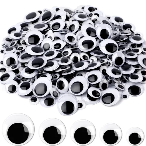 500 Pieces Eyes Self Adhesive Black White Craft Eyes for DIY Crafts Decoration (0.4 in, 0.6 in, 0.8 in, 1 in, 1.2 in)