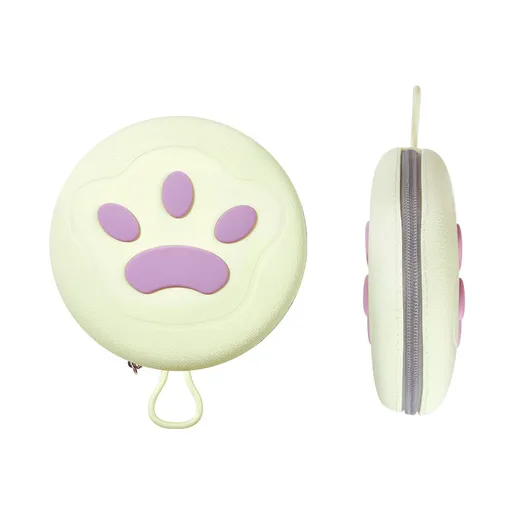 Portable Silicone Double Pet Bowl - Collapsible Travel Dog Feeder for Food & Water - 2 x 450ml Capacity with Zipper Case - Light Yellow