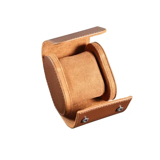 Single Watch Case for Men and Women with Suede Lining - Watch Roll Travel Case - Storage Organizer and Display(Dark Brown)