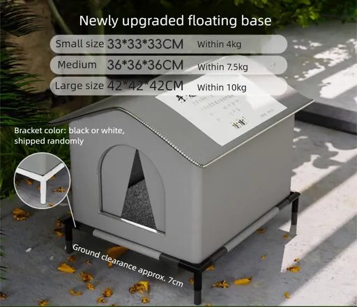 Large Size Elevated Indoor/Outdoor Pet Shelter(grey): Waterproof, Insulated for All-Season Warmth