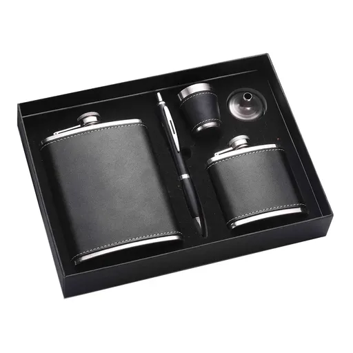 Wine Pot Stainless Steel Portable Flat Bottle Outdoor Small Flask For Travel - Plain Gift Box