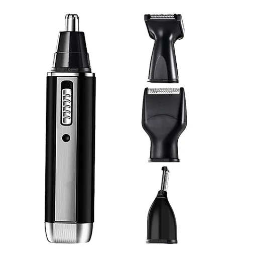 4-in-1 Portable Electric Grooming Kit for Men with Nose / Beard / Body Hair & Hair Clipper Heads - Quiet & USB Rechargeable, Waterproof Stainless Steel Blades