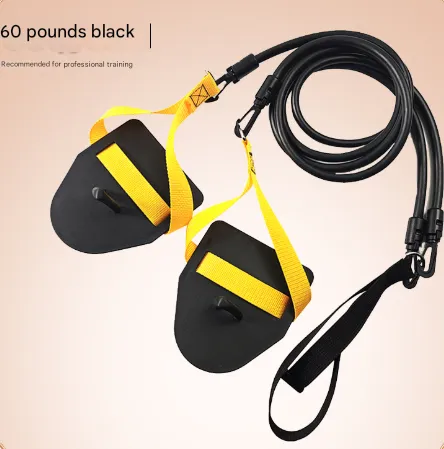 Black-yellow Flippers [Training Stroke] [60lbs] Swim Resistance Band Trainer - Dry-Land Arm Strength & Stroke Exercise Cords