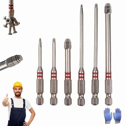 Magnetic Hex Shank Screwdriver Bits Set, 6-Piece Screwdriver Bit Set, S2 Steel Magnetic 1 4" Hex Shank, 65mm 100mm Length, 1.5-2mm 2.5-3mm 4-5-6mm Pagoda Hex Drill Bits for Power Tools