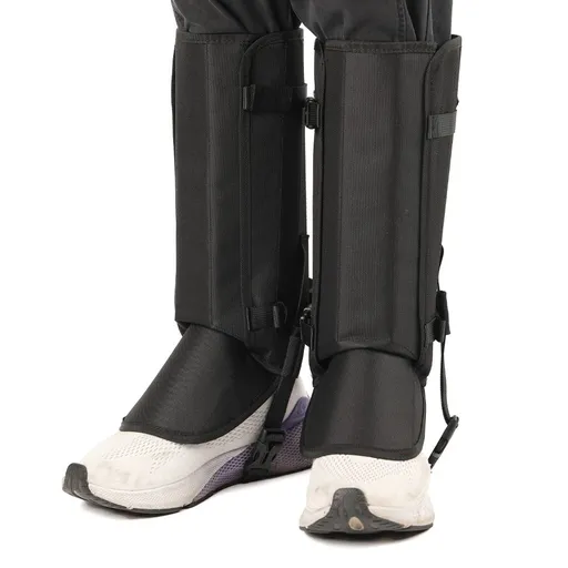 Waterproof Hiking Gaiters Black - 3 Layer Nylon Leg and Boot Covers with Adjustable Buckles for Bushwalking, Camping, Mud, Sand, Rain and Snow - 1 Pair