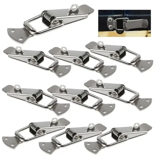 304 Stainless Steel Thickened Locking Hasps 10-Pack, Rust-Proof Durable Precise Size, Top Choice for Vintage Box & Cabinet Locking!