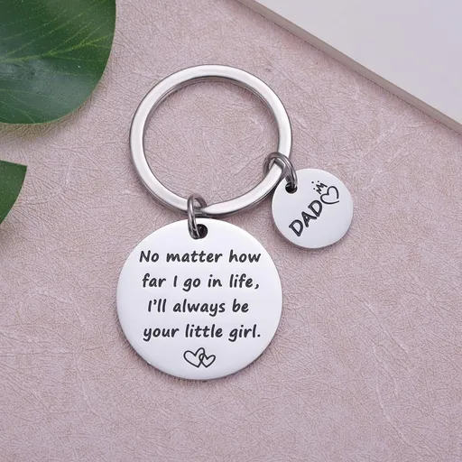 Key Chain Engraved with Love Message for Dad Stainless Steel Durable Lightweight