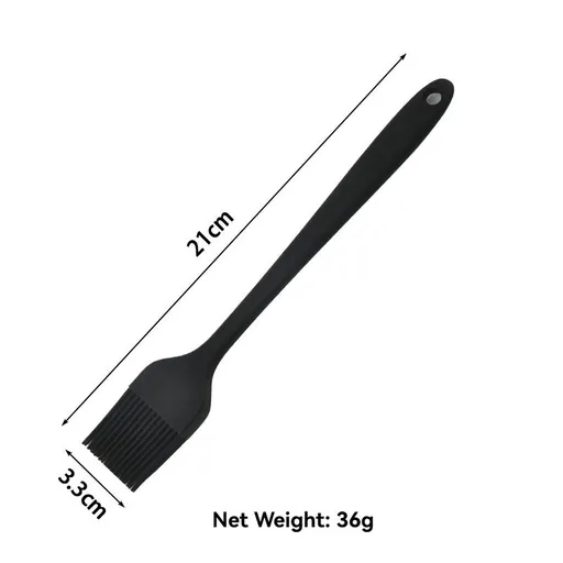 silicone oil brush, grilling brush, baking brush, high heat resistant brush, 21cm brush, baking cloth brush, kitchen tools, bbq accessories, non-stick brush, oil spreading brush - Black - Size 4PCS