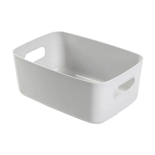 Desktop Storage Basket PP Cosmetic Storages Box Desktops Sundries Organizer with Handle for HouseholdLarge Gray
