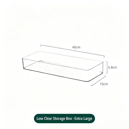 Low Profile Extra Long Clear Storage Box, Acrylic Organiser For Bathroom Mirror Cabinet
