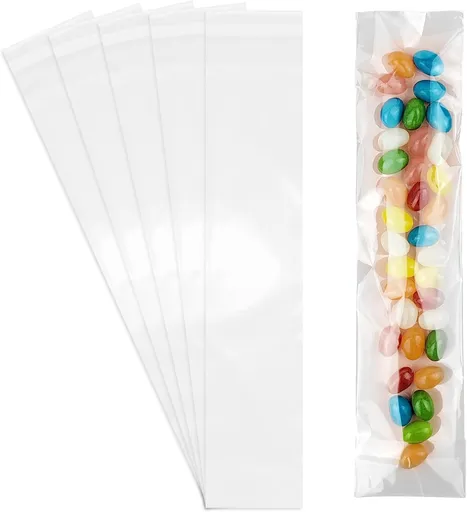 100 Pcs Self Sealing Cellophane Bags, 2x12 Inches Clear Treat Bags, Self Adhesive Cellophane Bags for Pretzel Rods, Candy, Snacks, and Cookies