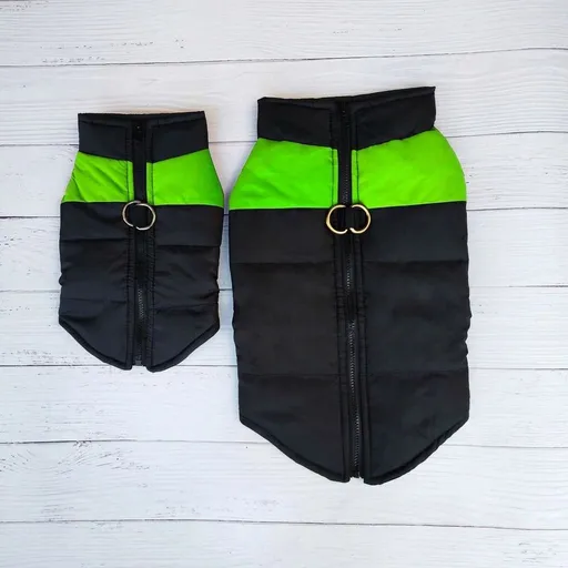 Winter Dog Ski Jacket with Waterproof and Windproof Polyester Shell, Thick PP Cotton Padding for Warmth, 3D Ergonomic Fit with D-Ring Leash Attachment, Ideal for Outdoor Walks and Snow Adventures (2XL, Green)