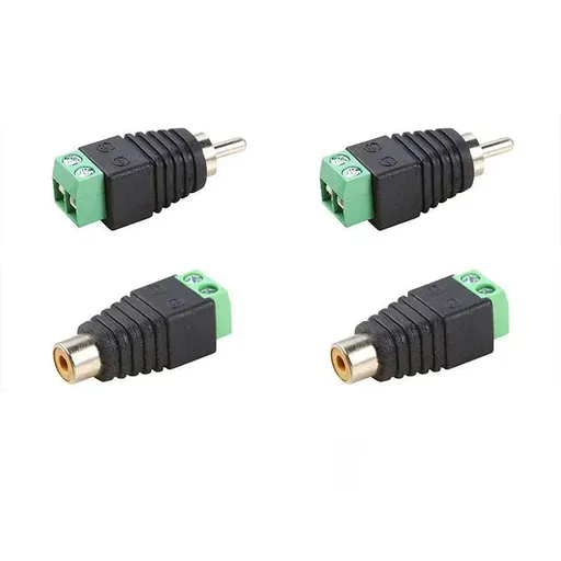 2/4 Pair Speaker Wire cable to female & male RCA Adapter Connector Jack Plug LED - 2 PAIRS