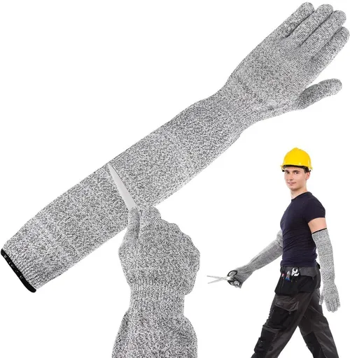 Women's Garden Gloves, Long Garden Gloves, Garden Tools, Level 5 Cut, Breathable Garden Gloves, Resistant Gloves for Gardening, 50CM, Grey