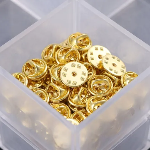 50pcs Brass Clutch Badge Insignia Clutches Pin Backs Replacement (Gold)