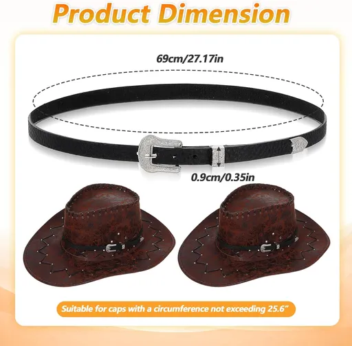 Cowboy Hat Band for Men, Adjustable Cowboy Hat Accesories for Western Fedora Panama Belts Leather Cowgirl Hatbands