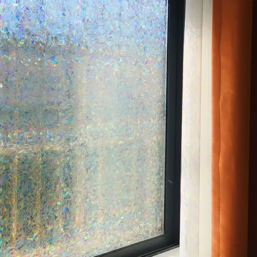Volcanics Window Privacy Film Static Clings Vinyl 3D Decals, Stickers Rainbow Film for Glass Door Heat Control Anti UV