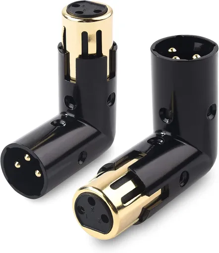 2-Pack Adjustable Male to Female Right Angle XLR Adapter in Black (XLR 90 Degree) & 120 Ohm 3-PinXLR Terminator/DMX Terminator - Optimal Signal Integrity for Lighting and Audio System