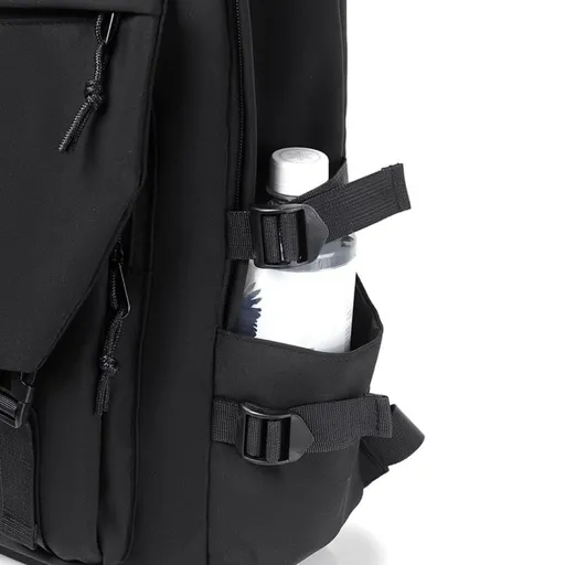 Waterproof Backpack Trendy Travel Bag High Capacity with Side Pockets Daily Bag for Men Women (black)