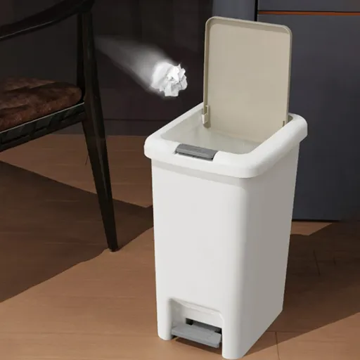 Foot Pedal Trash Can with Lid, Stainless Steel Kitchen and Bathroom Waste Bin with Odor Control, 8 L, 30 x 24 x 18 cm