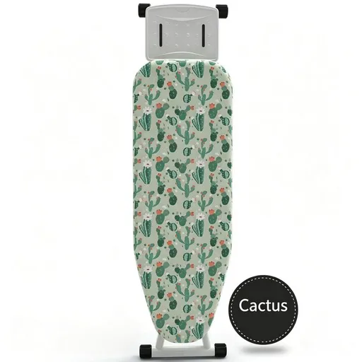 Ironing Board Cover with Heat Resistant Cotton Pad, Non-Fade Thick Replacement Fabric Cover, Elastic Drawstring, Fit 90×30cm Ironing Board, Breathable Heat-Proof Iron Table Cloth cactus