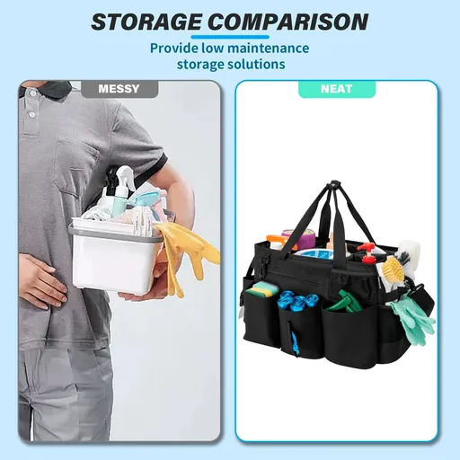 Cleaning Caddy Bag with Shoulder and Waist Straps Large Cleaning Supply Tote Bag for Cleaners Housekeepers