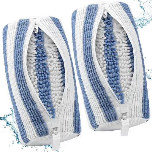 2 Pack Mesh Shoe Washing Bags with Zip Closure, Padded Machine Washable Sneaker Laundry Bags for Trainers and Sports Shoes, Blue