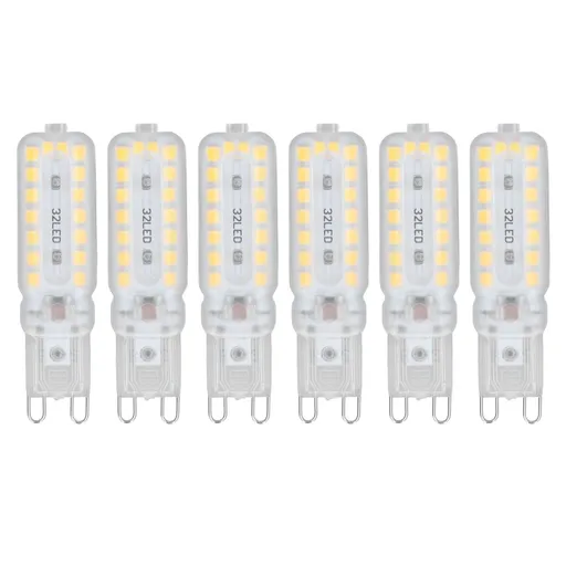6pcs G9 LED Bulbs 7W Dimmable 360° Illumination Replacement Light Bulb for Wall Desk Cabinet Lamp Warm White 110-140V