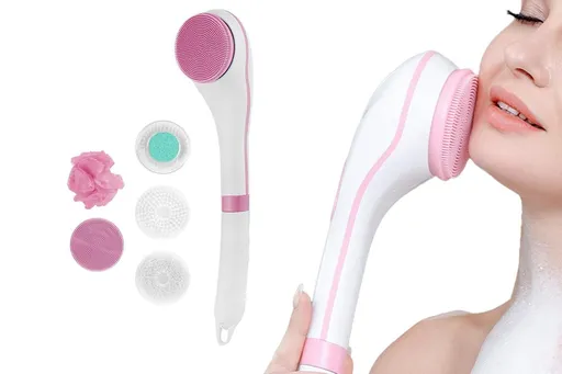 Rechargeable Body Brush Kit with Long Handle -Pink