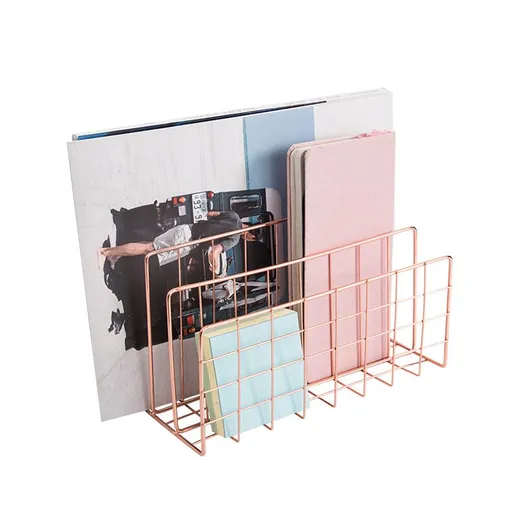 Magazine Rack Desktop Magazine Rack Desk Magazine Rack 3-Layer Iron Book Magazine File Storage Rack Stand Dormitory Office -2pcs