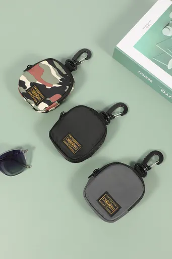 3 PCS Tactical Mini Pouch Set with Carabiner Clip Camo Black Grey Small Coin Purse Zipper Wallet for Keys Earbuds Cards Outdoor EDC