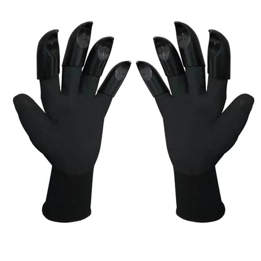3 Pack Black Garden Gloves with ABS Digging Claws - Gardening Gloves for Digging Planting and Weeding - Waterproof Latex Coated Hand Protectors with Durable Plastic Claws for Outdoor Yard Work