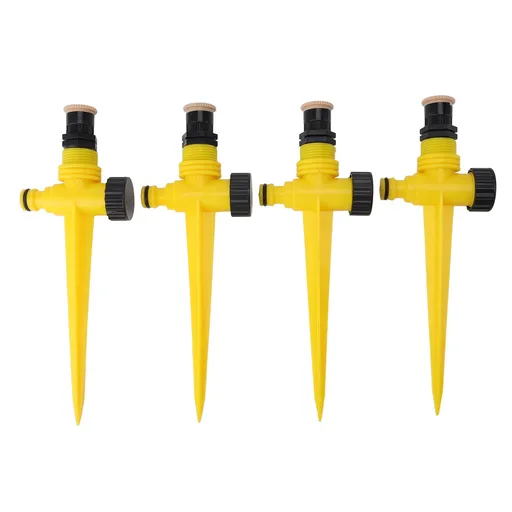 4pcs Garden Sprinklers Professional Efficient 360 Degree Automatic Rotating Lawn Sprinkler for Yard Patio Outdoor Garden Yellow