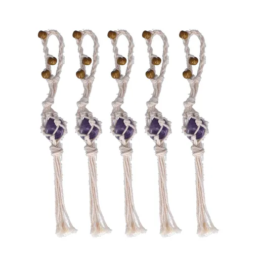 5pcs Necklace Cord Empty Stone Holder Rope Replacement Adjustable Quartz Crystal Pendant Cord for DIY Jewelry MakingPurple