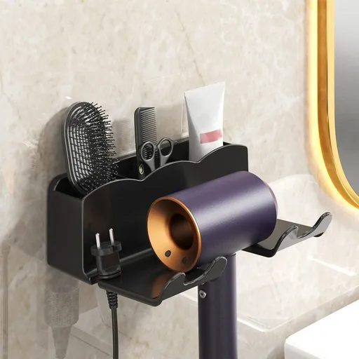Hair Dryer Holder, Blow Dryer Holder Wall Mount For Hair Dryer Hook, Plug&Cord Organizer Rack For Bathroom, Vanity, Cabinet