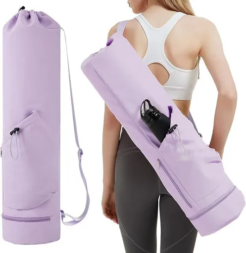 Yoga Mat Bag Large 31x7.5in with Wet Pocket Adjustable Shoulder Strap - Purple