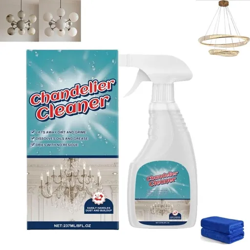 Chandelier Cleaning & Care Spray, 8 Fl Oz Chandelier Cleaner Drip Dry Spray, No Wipe Crystals Cleaning Spray, For Glass, Crystal & Acrylic Light Fixtures