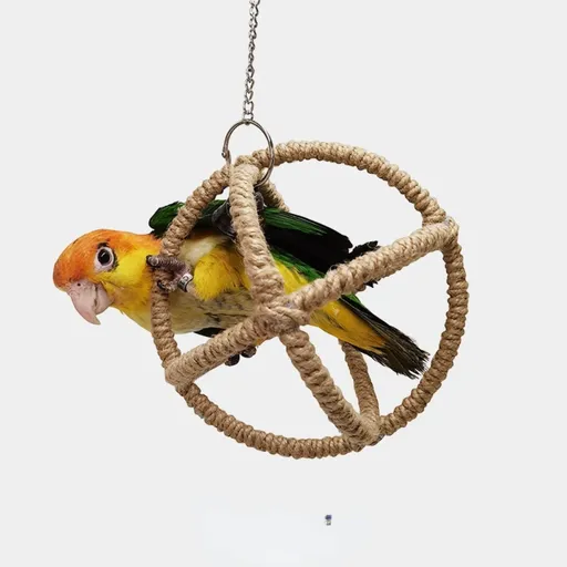 Bird Hanging Ball with Bell Chewing Treat Toy for Small Medium Large Parrot Parakeet Lovebird Quaker African Grey (Small)