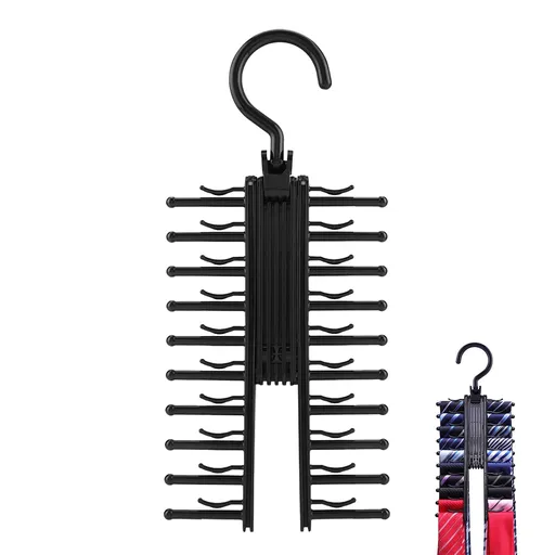 Adlustable Tie Rack Retro Tie Belt Storage Hanger Organizer for Men Closet Space Saving Rack for Necktie Belts Scarves Organize